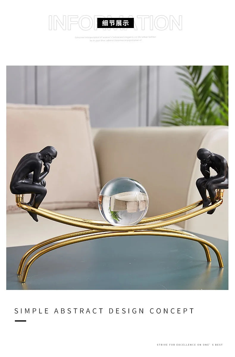 Bola de cristal meditador estátua artesanato decoração