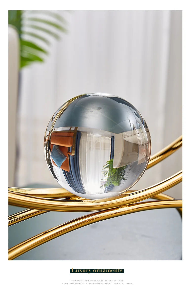 Bola de cristal meditador estátua artesanato decoração