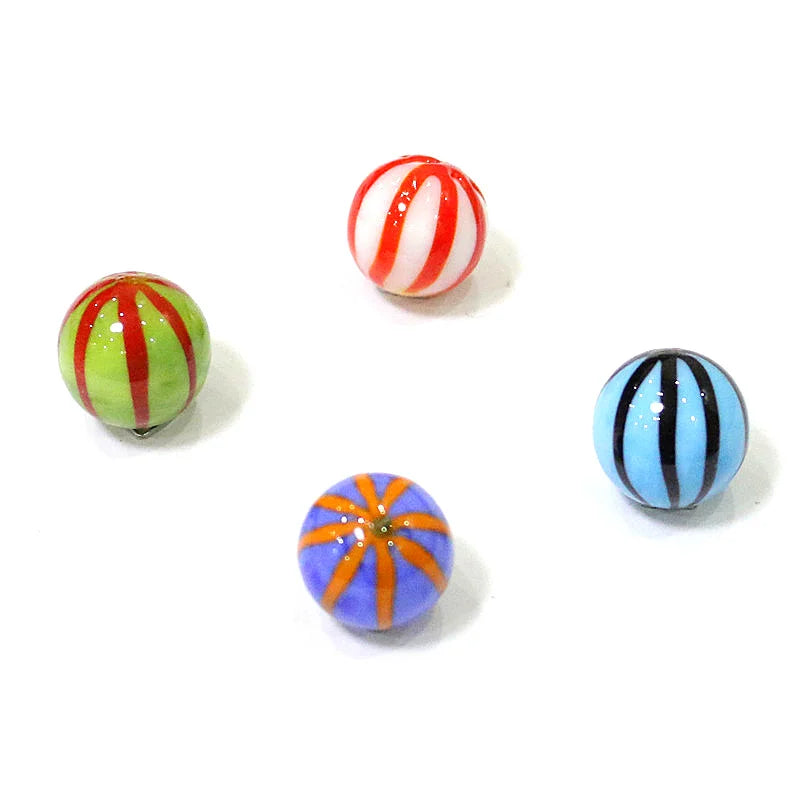 4 pçs 16mm colorido estilo mármores de vidro murano bola encantos ornamentos