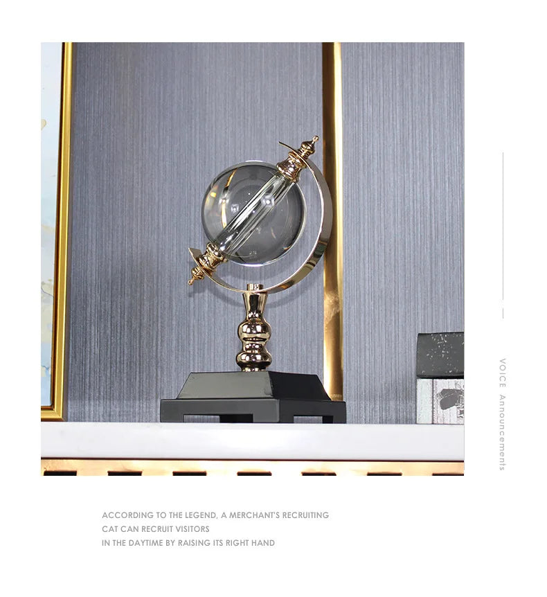 Globo galvanizado de metal giratório estilo europeu, enfeites de artesanato,