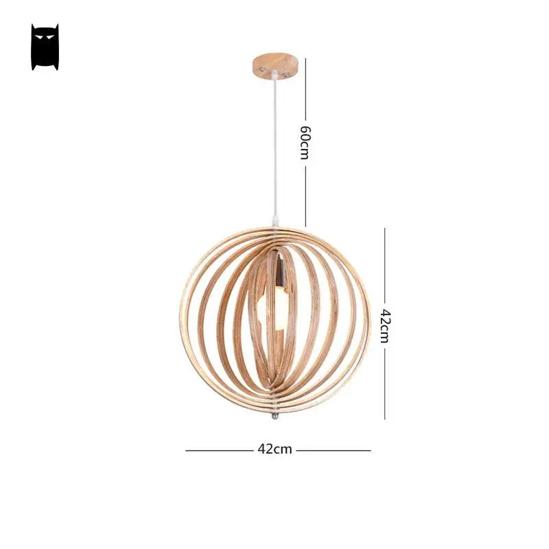 Madeira de carvalho esfera redonda globo bola pingente luminária rústica