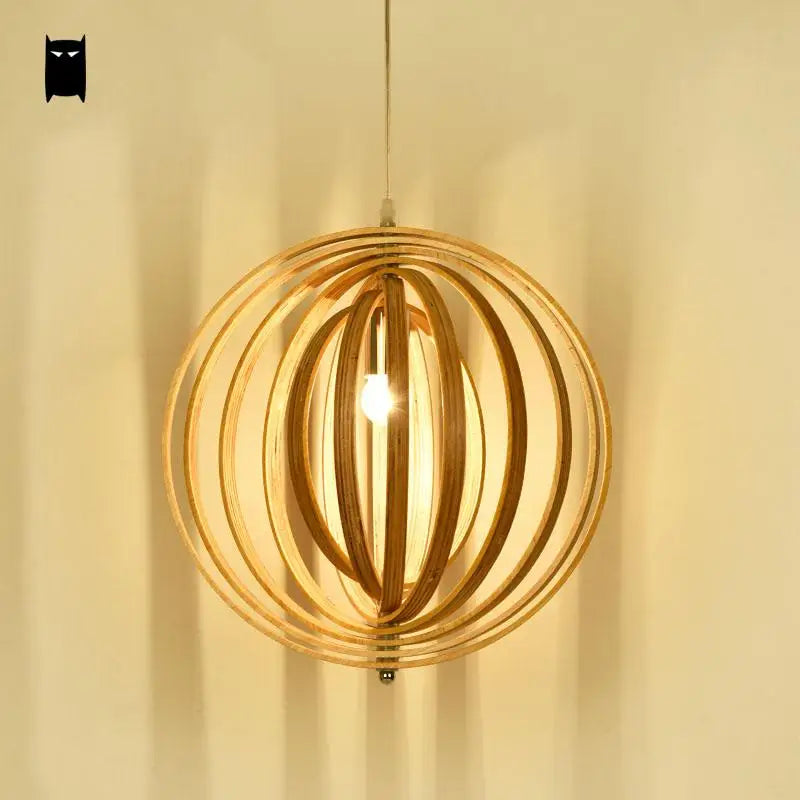 Madeira de carvalho esfera redonda globo bola pingente luminária rústica