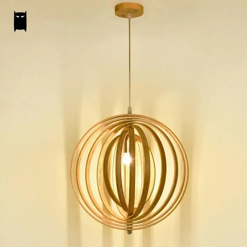 Madeira de carvalho esfera redonda globo bola pingente luminária rústica