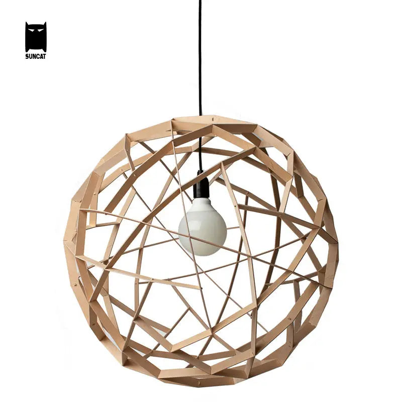 40/50cm de madeira redonda bola globo esfera pingente luminária