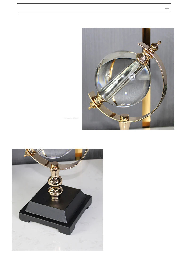 Globo galvanizado de metal giratório estilo europeu, enfeites de artesanato,