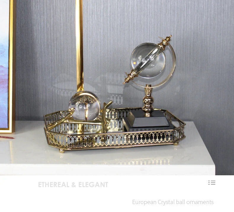 Globo galvanizado de metal giratório estilo europeu, enfeites de artesanato,