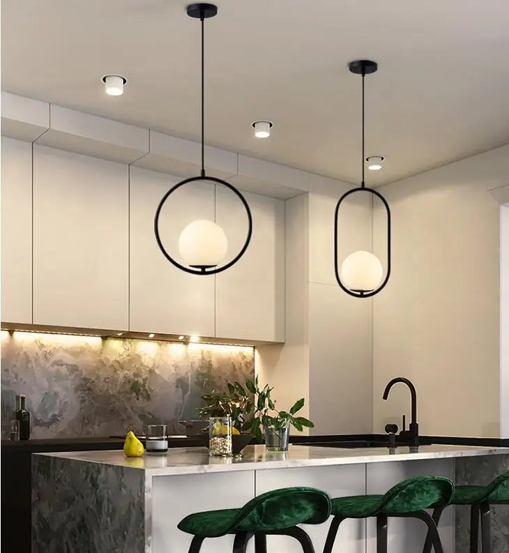 Bola vidro luzes pingente bronze preto ouro prata lâmpada decoração