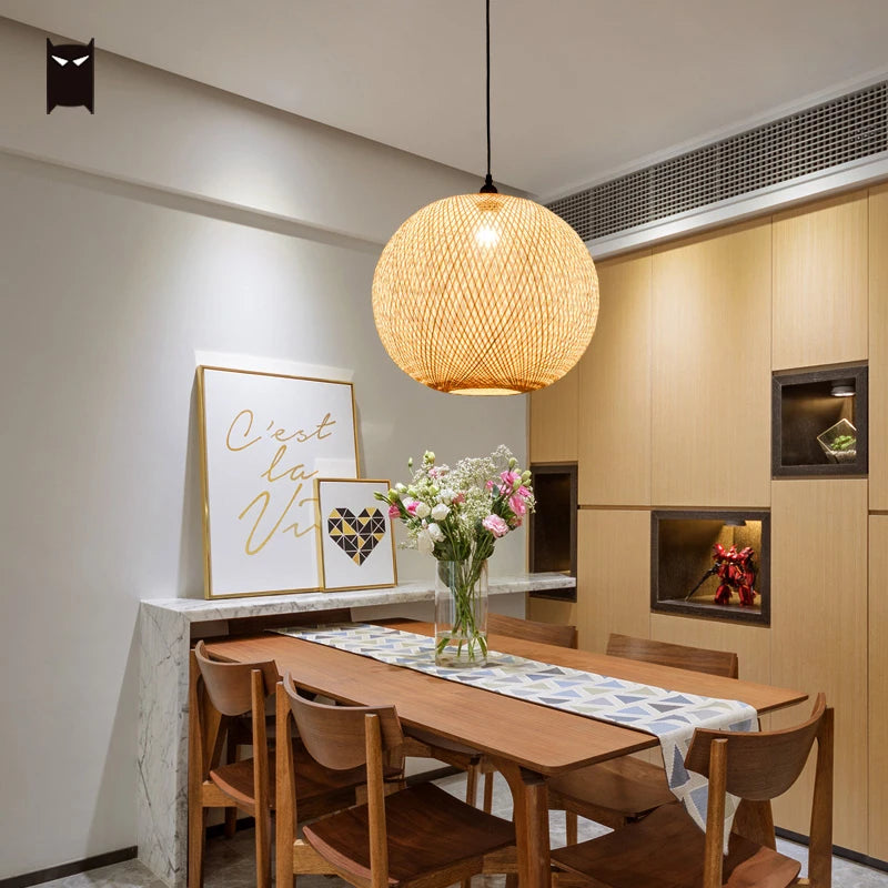 Luminária Mão de bambu Vime Rattan