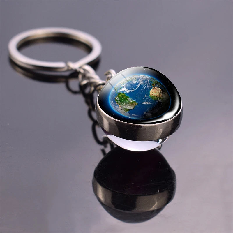 Chaveiro bola de vidro pingente globo mapa presentes