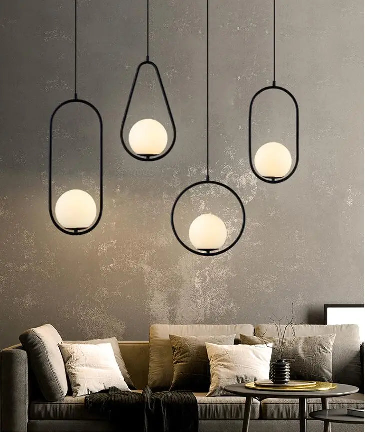 Bola vidro luzes pingente bronze preto ouro prata lâmpada decoração