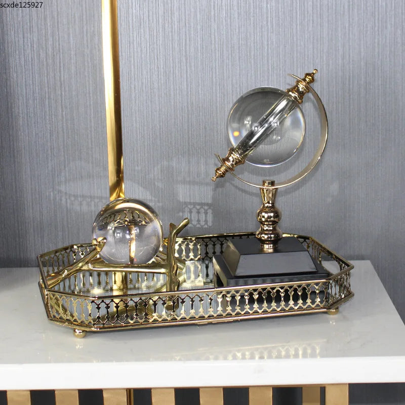 Globo galvanizado de metal giratório estilo europeu, enfeites de artesanato,