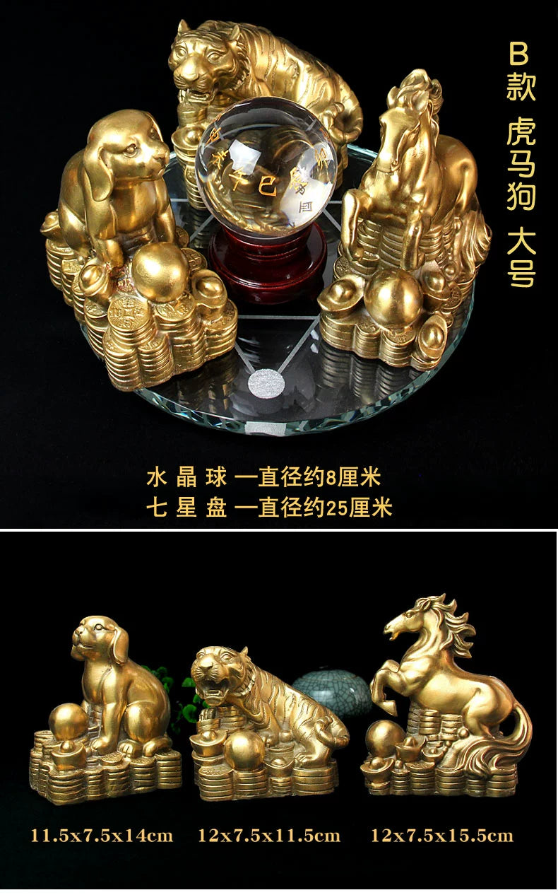 Nova decoração de bola de cristal três em um, tigre, cavalo e cachorro, coelho.