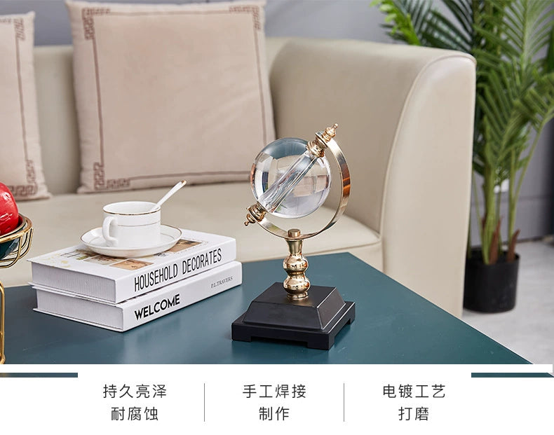 Decoração de sala de estudo em estilo europeu, armário de vinho, bola de cristal de luxo