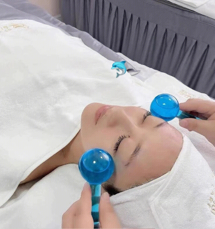 Instrumento de beleza para cuidados com a pele e massagem com ondas de gelo
Esfera cromoterapia