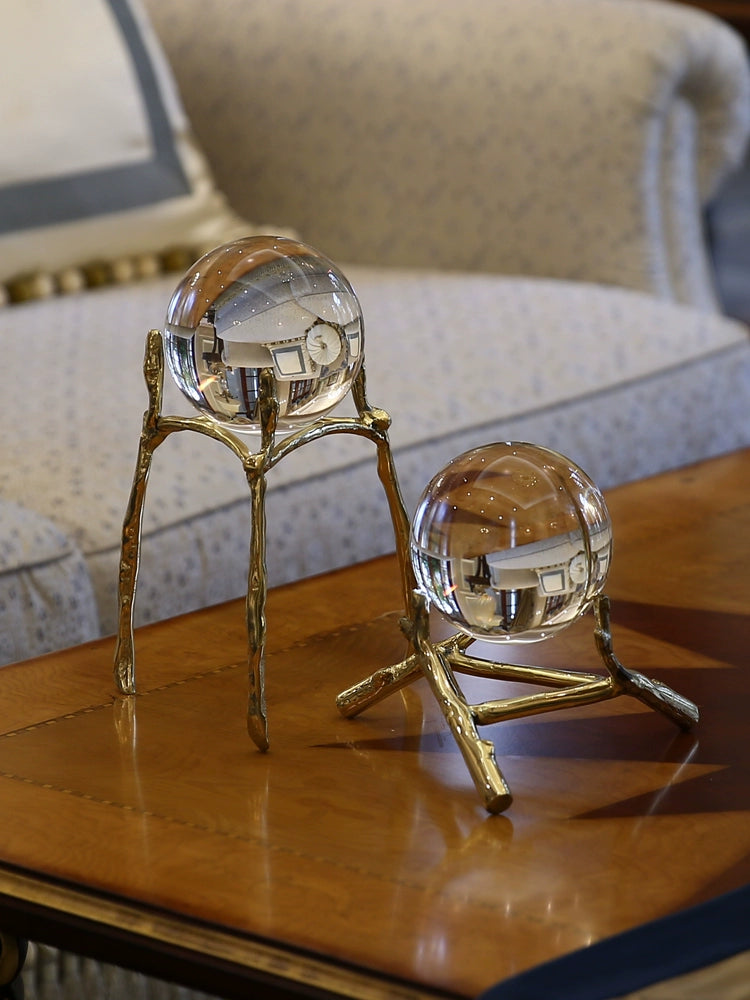 Luz moderna de luxo cobre bola cristal decoração criativa sala estar