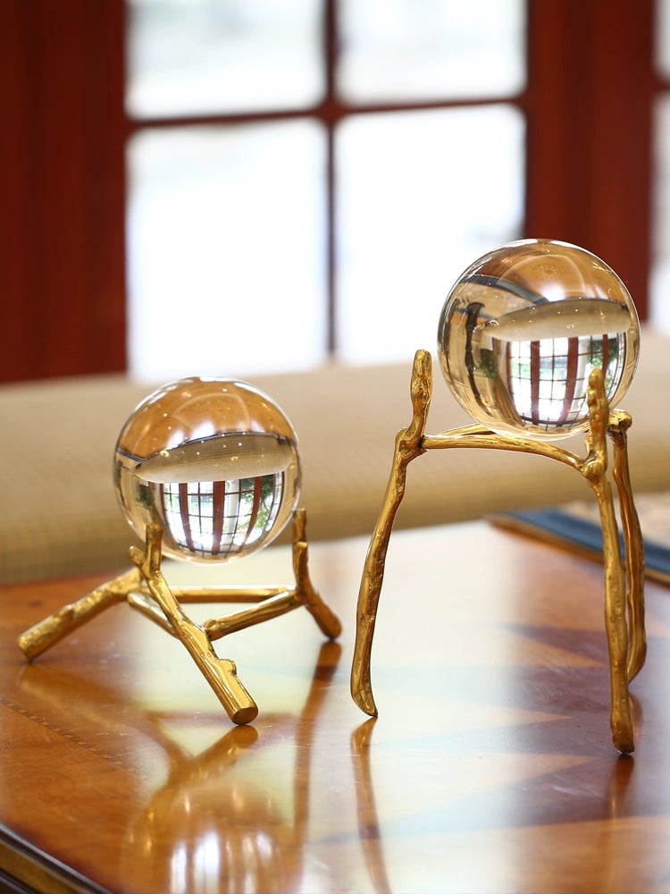 Luz moderna de luxo cobre bola cristal decoração criativa sala estar