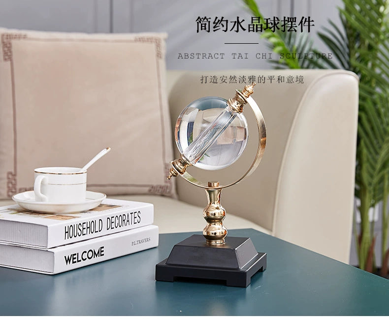 Decoração de sala de estudo em estilo europeu, armário de vinho, bola de cristal de luxo