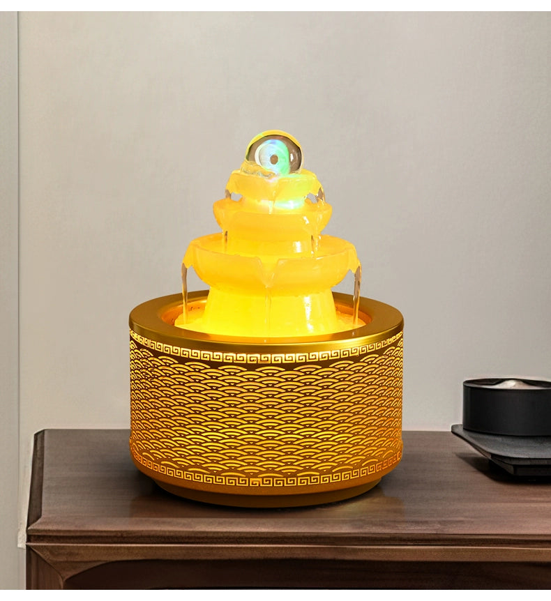Ornamentos de água corrente invertida Boa sorte vem na altura da bola Água