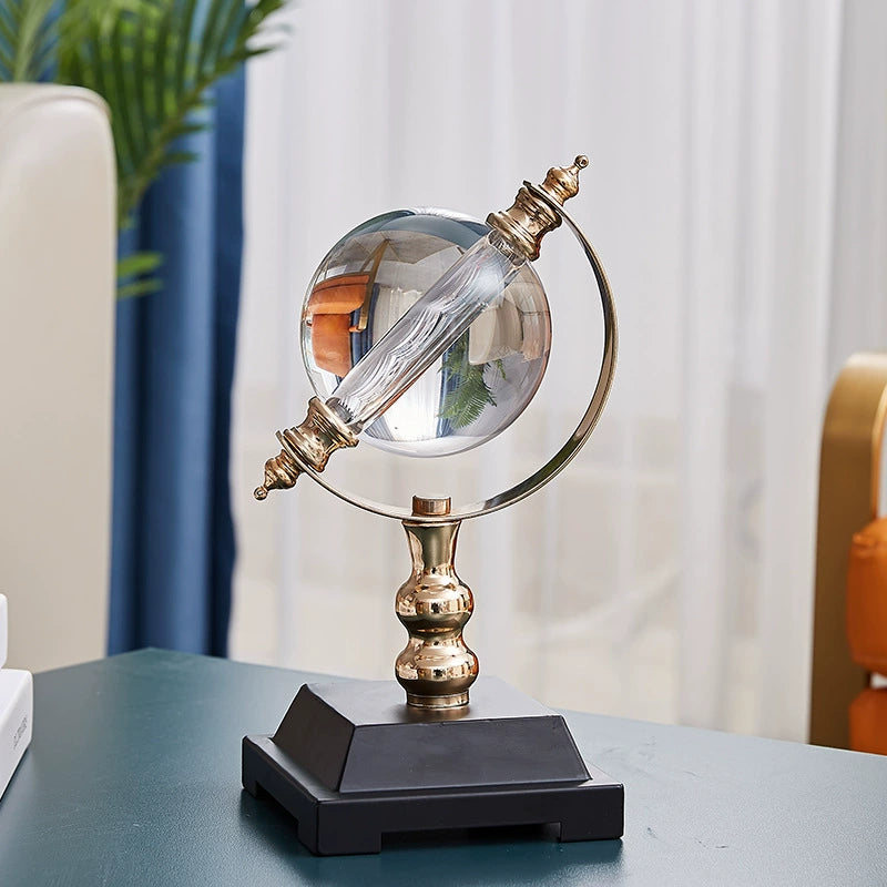 Decoração de sala de estudo em estilo europeu, armário de vinho, bola de cristal de luxo