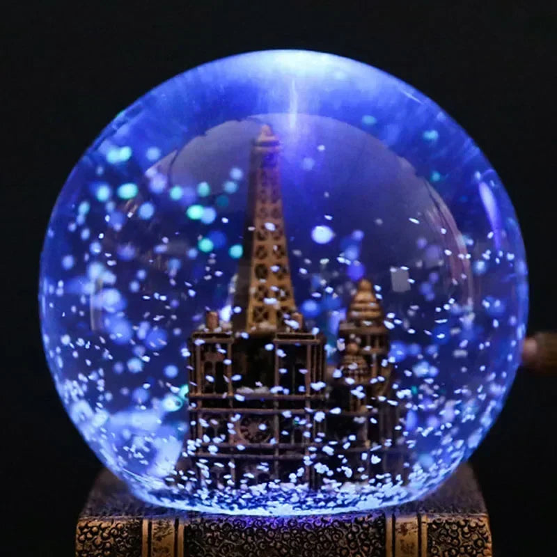 Bola decoração ampulheta tempo eiffel vidro bola de neve mesa cristal areia movediça torre luminosa antigo