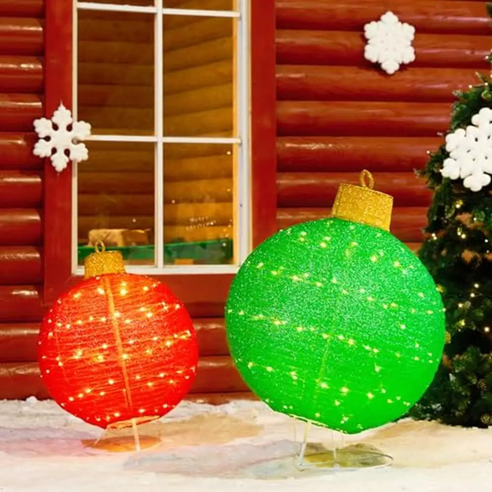 Conjunto de enfeites de natal iluminados ao ar livre com 180 luzes LED 8 funções pop-up grandes decorações de bola