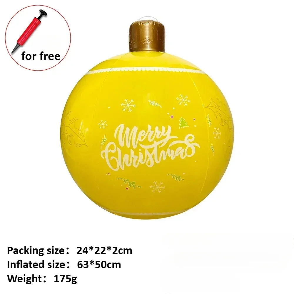 1 pçs 60cm grandes bolas de natal pvc bolas de plástico infláveis gigantes de árvore de natal