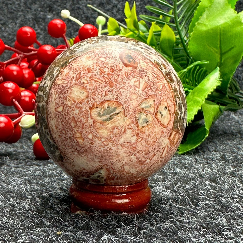 Bola de pedra com estampa de leopardo natural, esfera reiki para decoração de casa