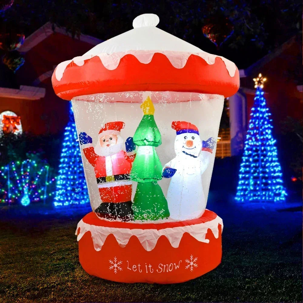 Globo de neve de natal inflável com luz led explodir boneco de neve