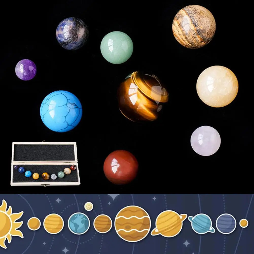 Bola de planetas de cristal natural, sistema solar esfera de energia, modelo de galáxia