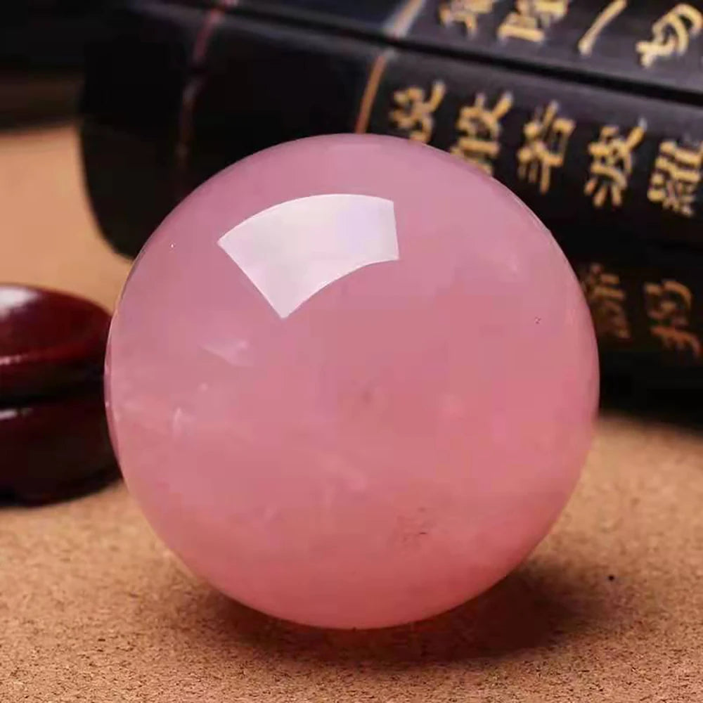 Bola de cristal de quartzo rosa natural, bola de massagem reiki, decoração de quarto, pó de cristal 4-7cm