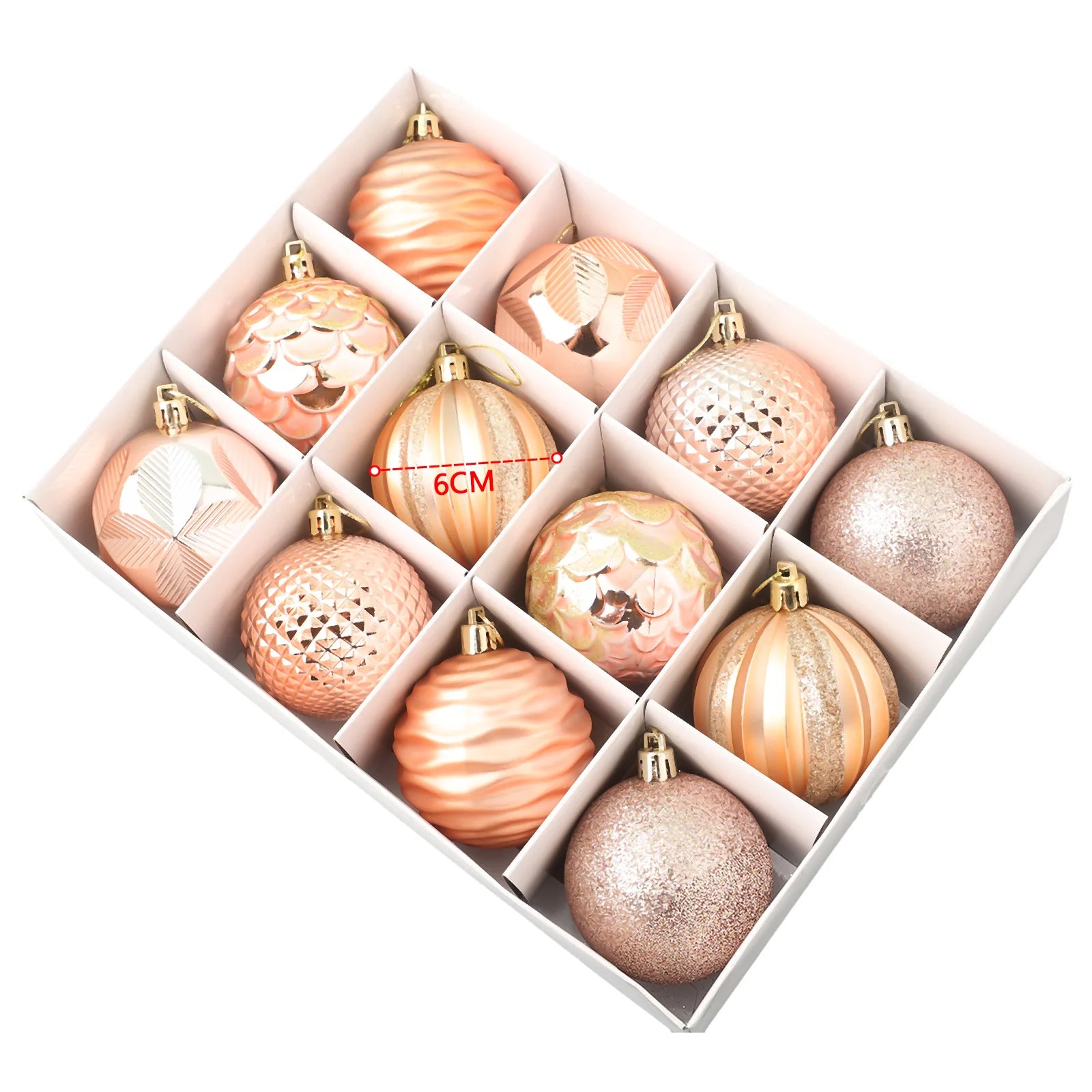 12pçs 6cm enfeites de bola de natal árvore de natal pingente pendurado para decorações de natal
