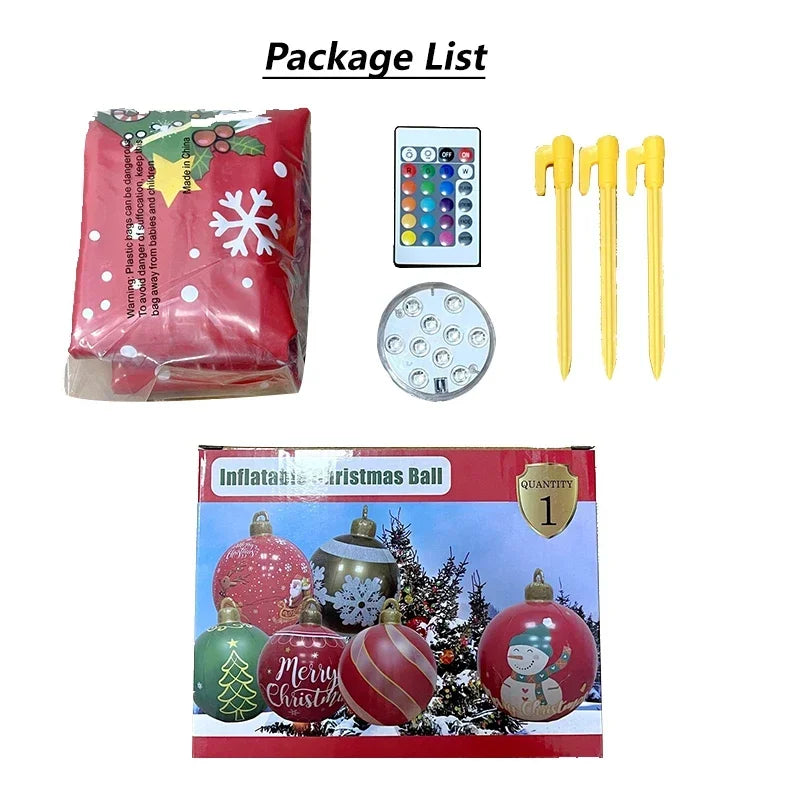 bola de natal inflável decorado feita pvc gigante luminoso led decorações de árvore 60cm