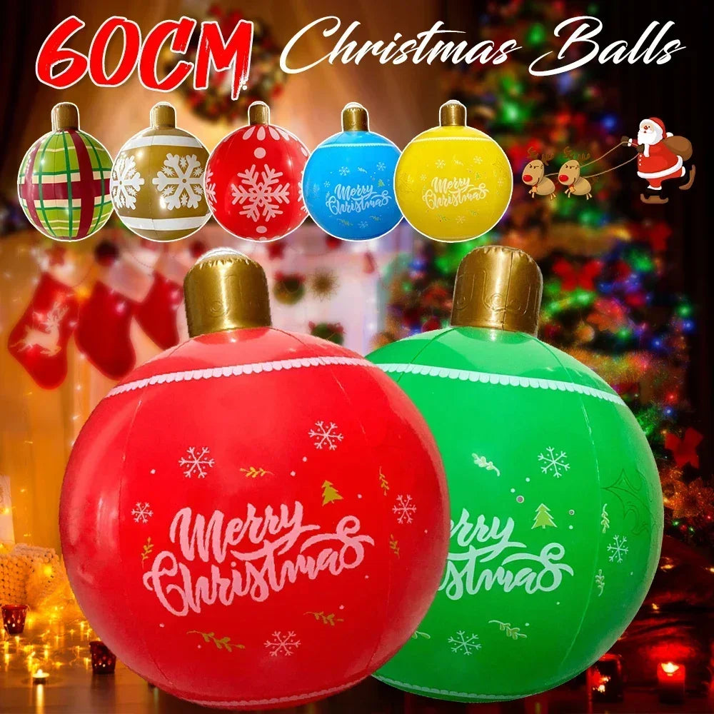 1 pçs 60cm grandes bolas de natal pvc bolas de plástico infláveis gigantes de árvore de natal