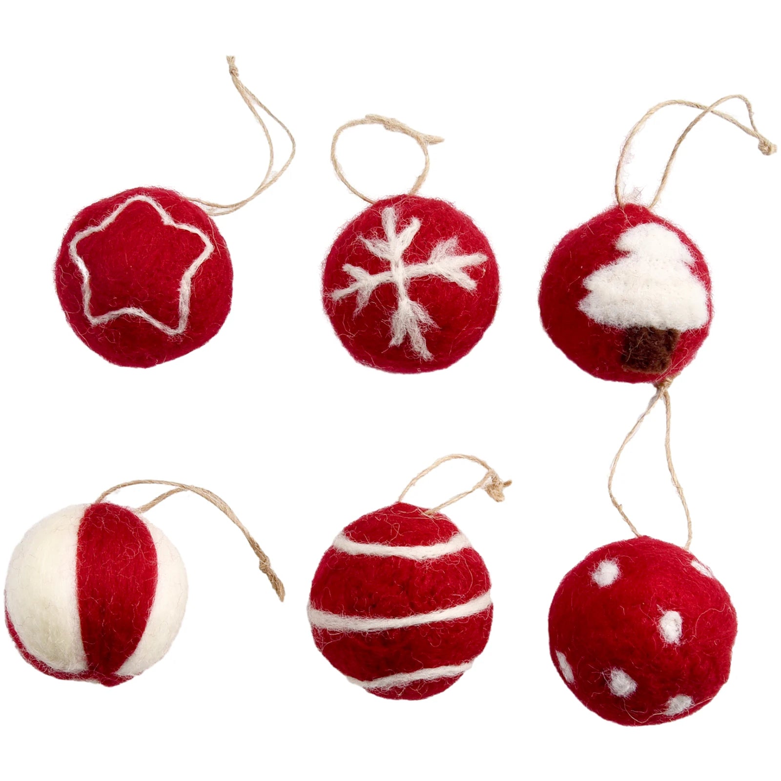 6/36 pçs bolas de natal bola de feltro de lã globo de neve decorações de árvore