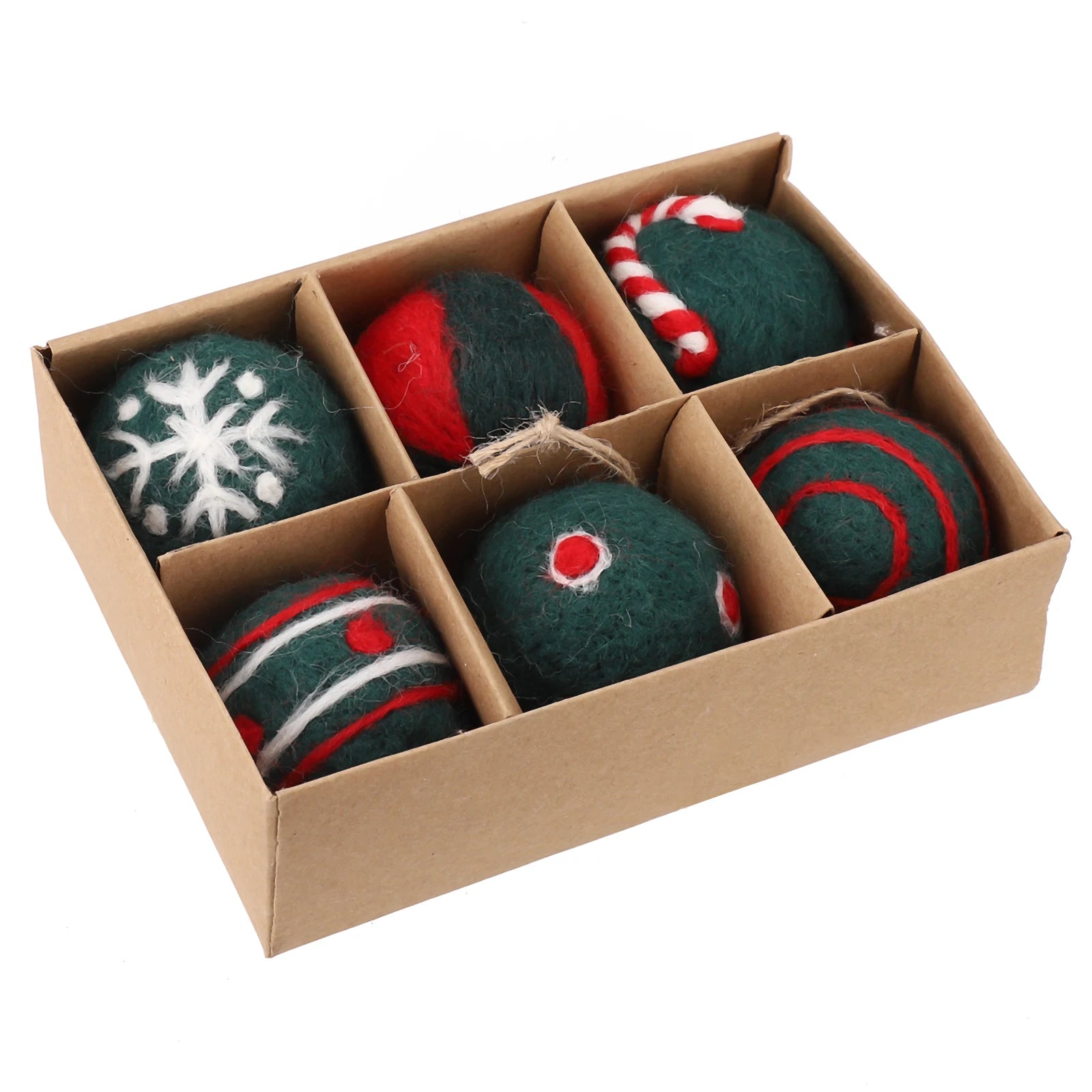 6/36 pçs bolas de natal bola de feltro de lã globo de neve decorações de árvore