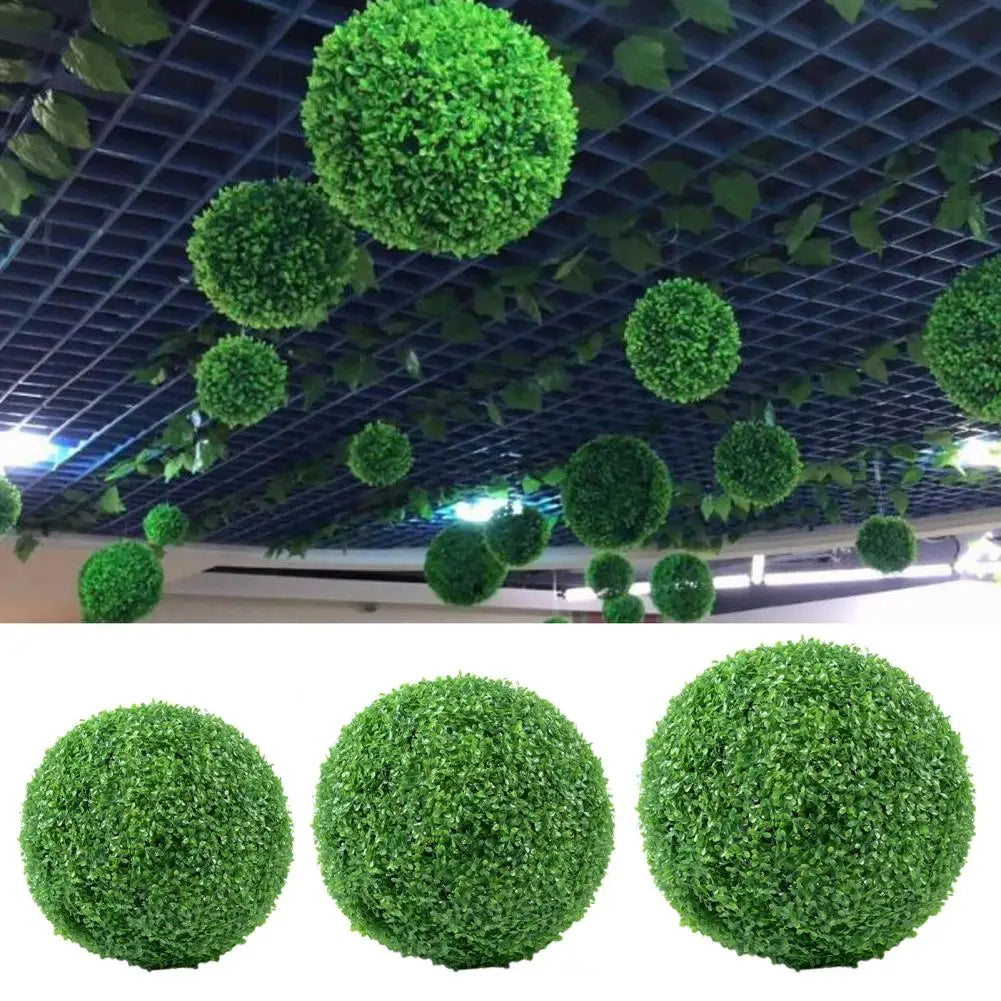 1pc folhas verdes esfera planta artificial topiária bola resistente uv jardim