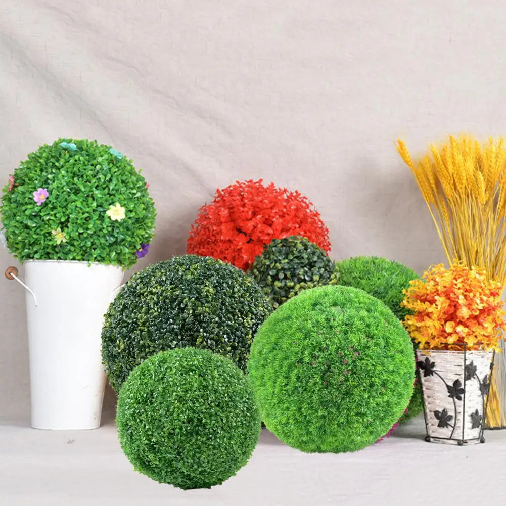 1pc folhas verdes esfera planta artificial topiária bola resistente uv jardim