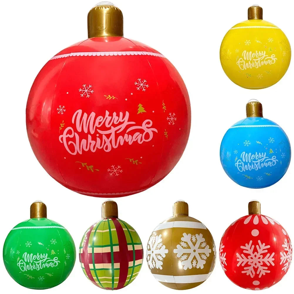 1 pçs 60cm grandes bolas de natal pvc bolas de plástico infláveis gigantes de árvore de natal