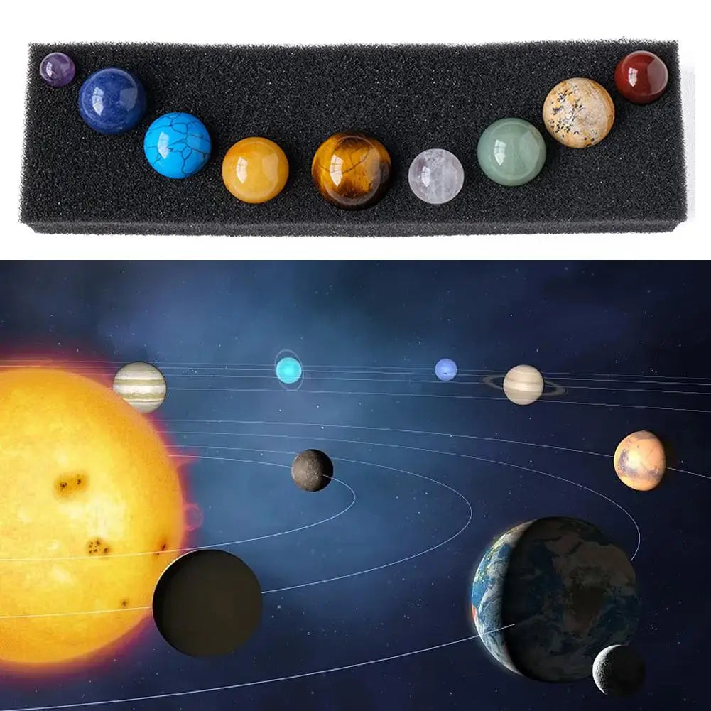 Bola de planetas de cristal natural, sistema solar esfera de energia, modelo de galáxia