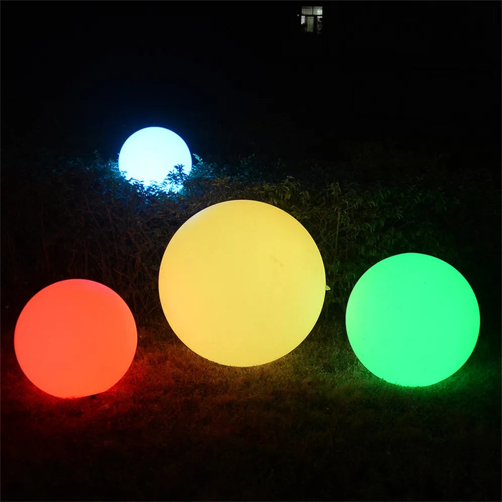 Luminária resort led bola luminosa jardim 20cm 30cm 40cm