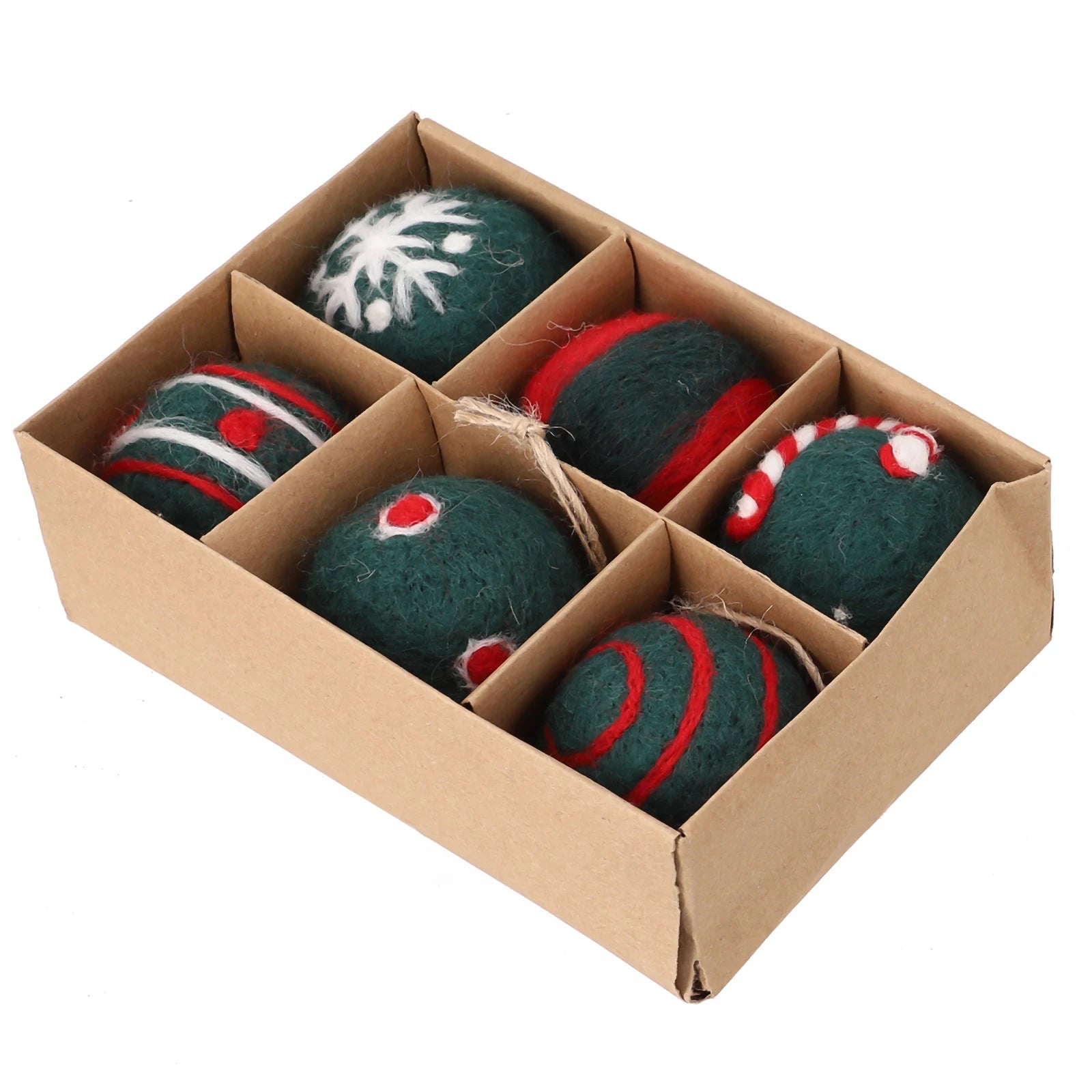 6/36 pçs bolas de natal bola de feltro de lã globo de neve decorações de árvore