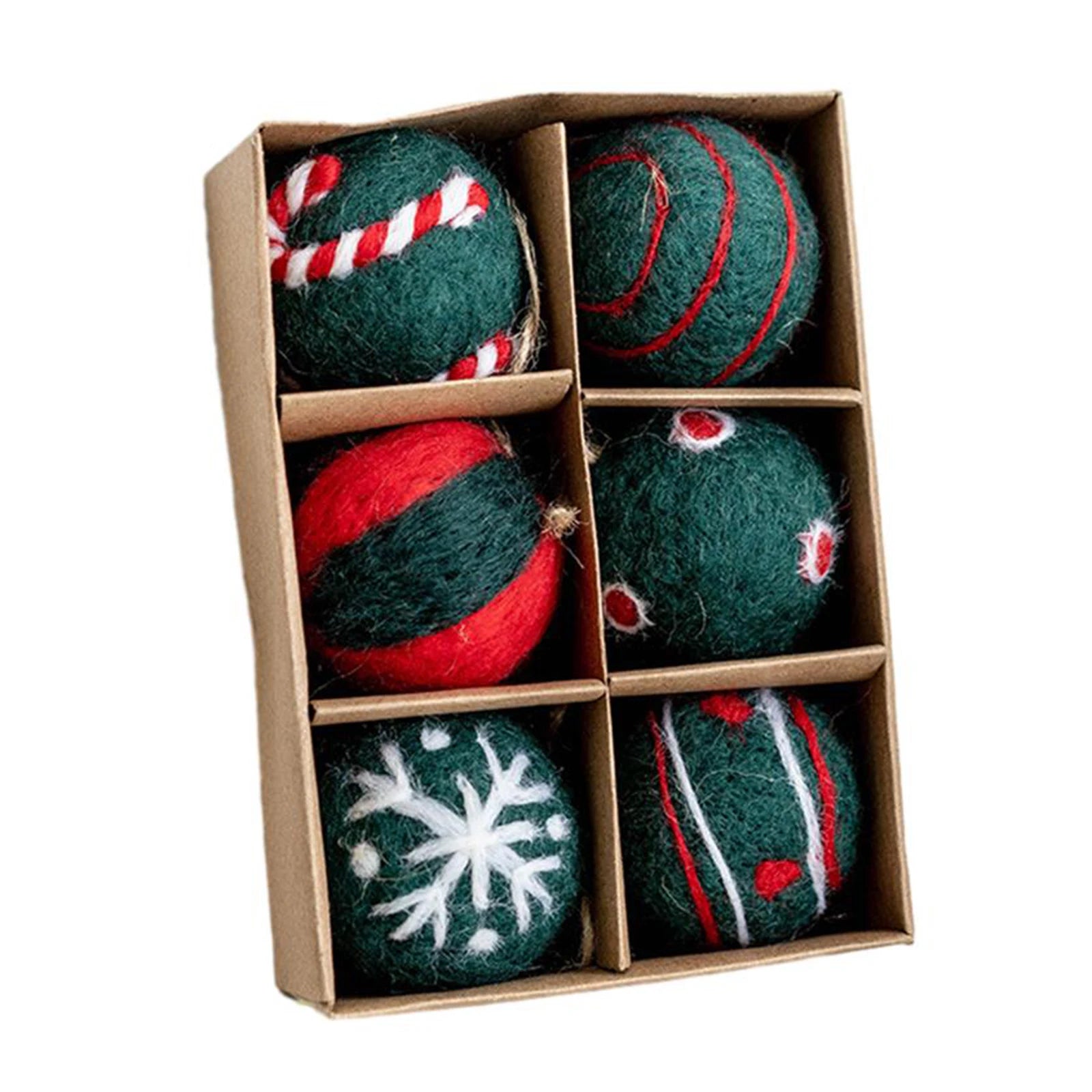 6/36 pçs bolas de natal bola de feltro de lã globo de neve decorações de árvore