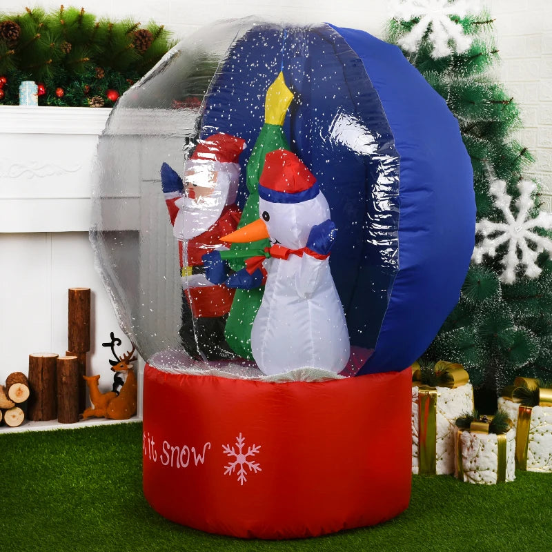Globo de neve de natal inflável com luz led explodir boneco de neve