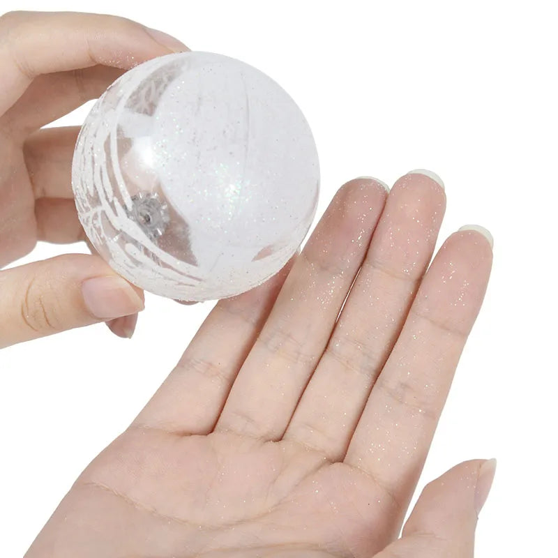 6 pçs/set 6cm bolas de árvore de natal branco neve transparente bola pingente natal