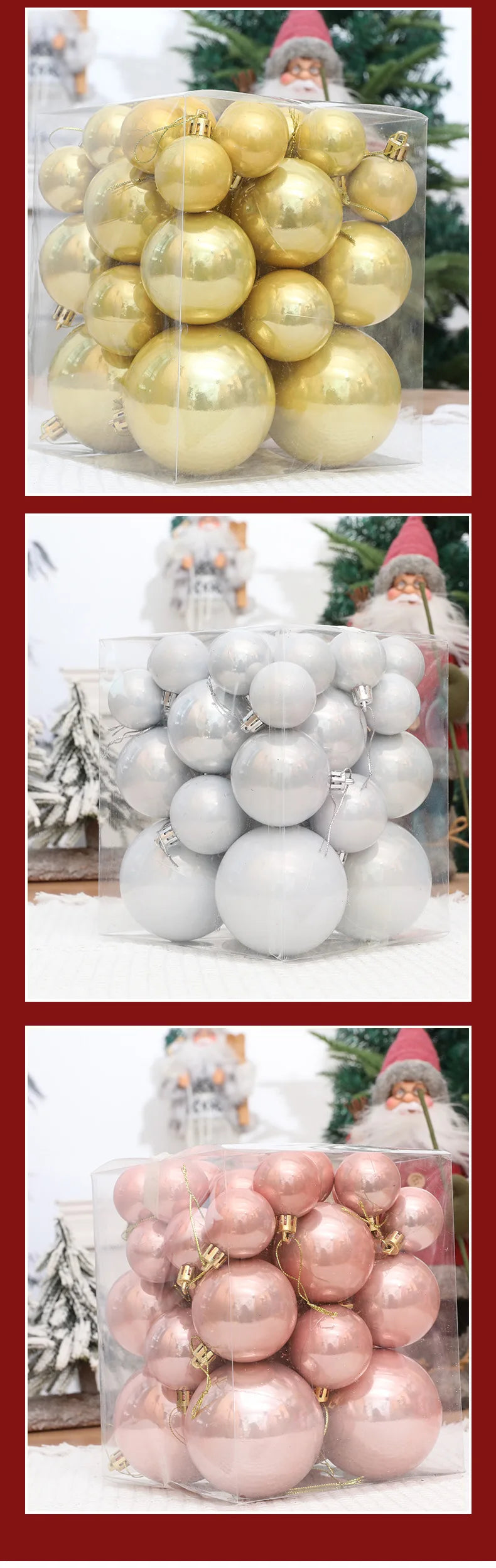 Enfeites de bola de natal 4-8cm 36 peças, luz pérola, árvore de natal, decoração de festa