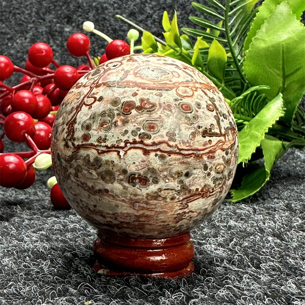 Bola de pedra com estampa de leopardo natural, esfera reiki para decoração de casa