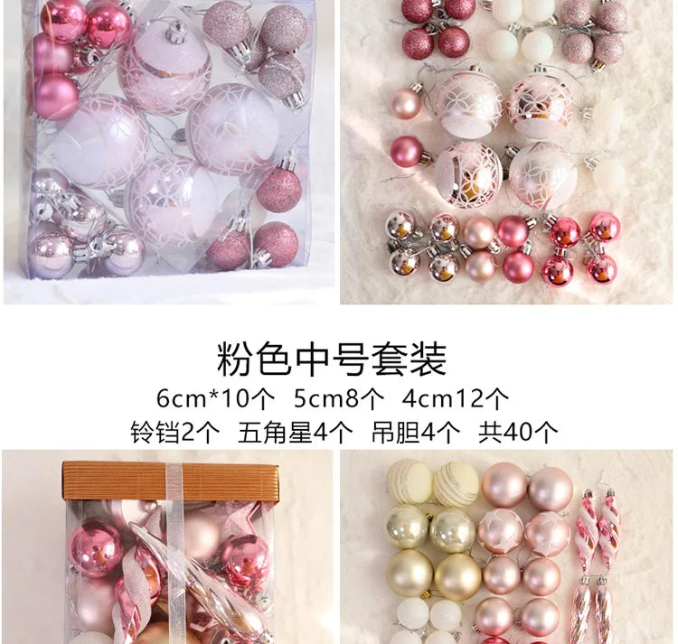 Rosa bola de natal decoração árvore de natal pendurado pingente bola de plástico