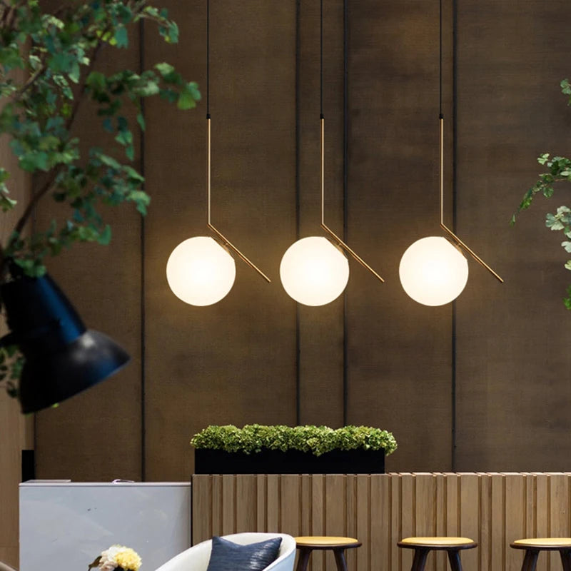 Bola vidro luzes pingente bronze preto ouro prata lâmpada decoração