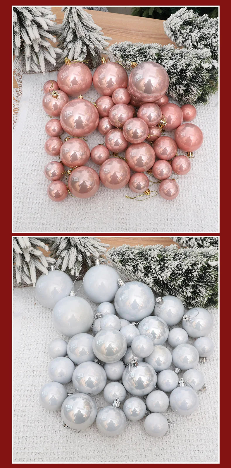 Enfeites de bola de natal 4-8cm 36 peças, luz pérola, árvore de natal, decoração de festa