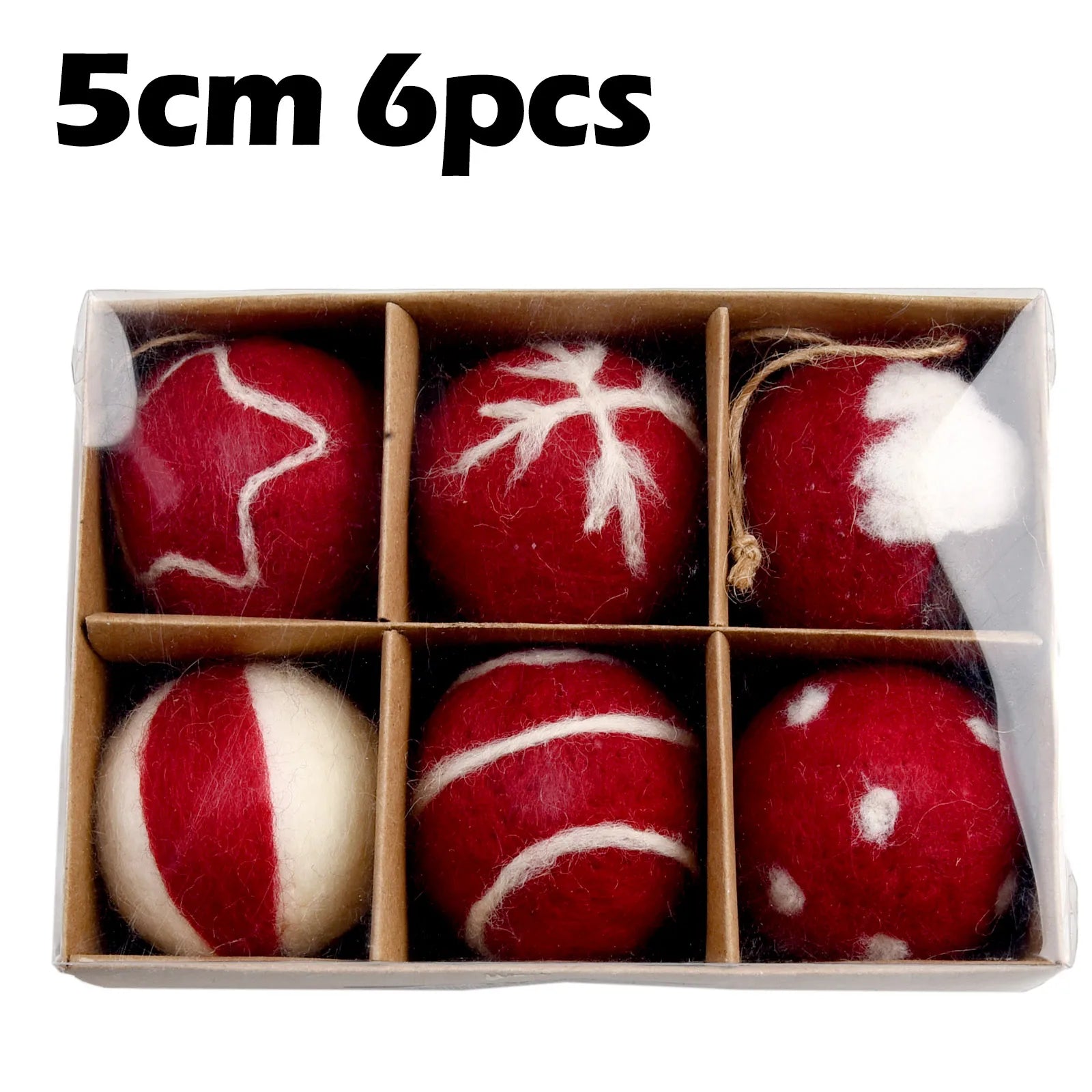 6/36 pçs bolas de natal bola de feltro de lã globo de neve decorações de árvore